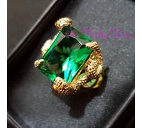 Grande Cristallo Verde Zirconi Cubici Oro Serpente Faraon Cleopatra Cobra Anelli