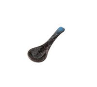 Grande cucchiaio in ceramica con manico lungo giapponese per uso domestico semplice personalità-piccolo cucchiaio [semplice blu]