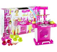 Grande cucina per bambini 2-in-1 con luce e suoni, pieghevole in valigetta