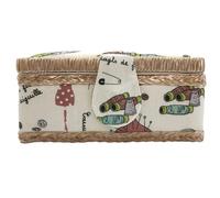 Grande cucito in legno, scatola da cucito foderata in tessuto con 8 scomparti, organizer con spillo, scatola di immagazzinaggio con manico e vassoio, (cuore, grande)