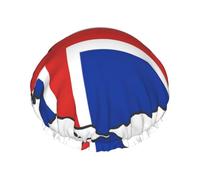 Grande cuffia da doccia con stampa della mappa della bandiera dell'Islanda, protezione per capelli a doppio strato per la cura del viso, involucro riutilizzabile per capelli