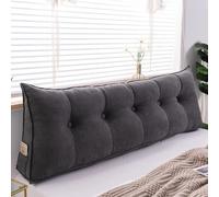 Grande Cuscino a Cuneo in Velluto per Testiera per Camera da Letto, Cuscino da Lettura con Fodera Lavabile, Cuscino Triangolare per Testiera del Letto, Divano, Cuscino per Schienale(Gray,180*50*20cm)
