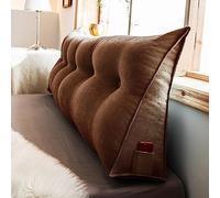 Grande cuscino a cuneo per letto super king size, comodo divano e schienale da lettura con fodera rimovibile per finestra a golfo, 200 x 50 x 20 cm, color caffè, supporto per sonno e relax