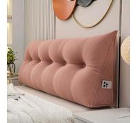 Grande cuscino a cuneo, supporto lombare per la schiena, cuscino triangolare per lettura, letto, divano, divano e divano letto, cuscino di posizionamento con fodera rimovibile (rosa, 120 x 50 x 20 cm)