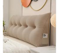 Grande cuscino a cuneo, supporto lombare per la schiena, triangolare, per lettura, letto, divano, divano e divano letto, cuscino di posizionamento con fodera rimovibile (marrone chiaro, 60 x 50 x 20