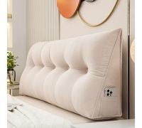 Grande cuscino a cuneo, supporto lombare per la schiena, triangolare, per lettura, letto, divano, divano letto, cuscino di posizionamento con fodera rimovibile (bianco, 80 x 50 x 20 cm)