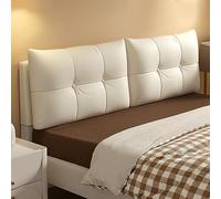 Grande cuscino da parete in finta pelle tinta unita con bottoni fissi sfoderabile cuscino rettangolare schienale per casa, camera da letto e dormitorio, bianco 119,4 cm/pieno