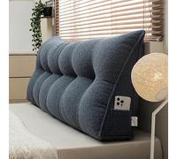 Grande cuscino triangolare a cuneo per testiera del letto, in morbida lana d'agnello, cuscino per schienale da lettura, con fodera rimovibile, tasche laterali, supporto lombare, per letto, divano