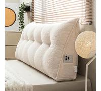 Grande cuscino triangolare per testiera, morbido cuscino a cuneo in velluto per lettura e supporto lombare, comodo per vita e schienale, ideale per divano e divano (150 x 50 x 20 cm, beige)