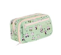 Grande custodia per matite estetica, portapenne con motivo animale, 9 scomparti e astuccio per il trucco con cerniera, forniture per la scuola, verde, Se référer au descriptif, Fare riferimento alla