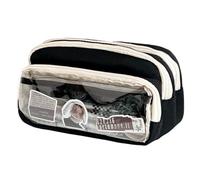 Grande custodia trasparente per la scuola, con materiale in tela rinforzata, scomparti multipli per penne, compatta, per studenti, adulti, studenti