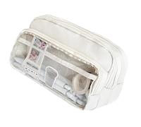 Grande custodia trasparente per la scuola, con materiale in tela rinforzata, scomparti multipli per penne, compatta, per studenti, adulti, studenti