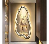 Grande Decorazione Da Parete A Forma Di Cervo Con Luce, Decorazione Da Parete Con Luce A LED E Interfaccia USB, Pittura Decorativa In Porcellana Di Cristallo Per Ingresso(A,60 * 120cm)