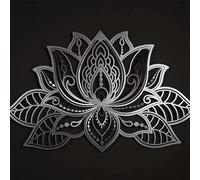 Grande decorazione da parete, decorazione da parete con fiore di loto in metallo, decorazione per la casa per yoga e meditazione, per soggiorno, camera da letto, ufficio e sala yoga,68x44cm,Silver