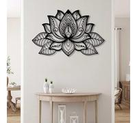 Grande decorazione da parete, decorazione da parete con fiore di loto in metallo, decorazione per la casa per yoga e meditazione, per soggiorno, camera da letto, ufficio e sala yoga,68x44cm,Black