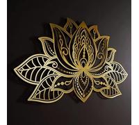 Grande decorazione da parete, decorazione da parete con fiore di loto in metallo, decorazione per la casa per yoga e meditazione, per soggiorno, camera da letto, ufficio e sala yoga,60x40cm,Gold