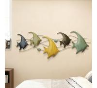Grande decorazione da parete in metallo a forma di pesce costiero, scultura da parete in 3D a forma di pesce,decorazioni da parete in metallo vintage per soggiorno spiaggia o oceano(ferro)(A)