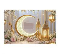 Grande decorazione da parete Ramadan Kareem Eid, decorazioni Ramadan Crescent Moon Moschea Sfondo Eid Mubarak Banner Musulmano Decorazione per la casa Ramadan Lanterna Segno Forniture per feste Sfondo