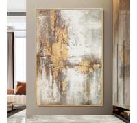Grande Decorazione in Lamina d'Oro Arte Astratta da Parete Pittura Con Cornice Grande Arte da Parete su Tela Opera d'Arte per la Decorazione delle Pareti di Casa 90x150 cm/35x59 in con Cornice Dorata