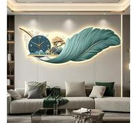 Grande Decorazione Murale A Forma Di Piuma Con Luce LED, Orologio E Arte Moderna Da Parete, Interfaccia USB, Scultura Murale 3D A Piuma Per Soggiorno, Ufficio(D,120 * 43cm)