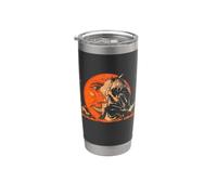 Grande design vintage con strega e luna di Halloween Bicchiere termico in acciaio inox doppia parete