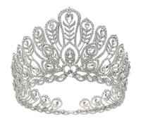 Grande diadema regina reale delle donne un copricapo diadema concorso con altezza 11,7 cm per abito da sposa o gioielli per capelli da ballo, Tiaras, Metallo