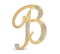 Grande Dichiarazione Abc Pave Cristallo Corsivo Lettere Monogramma Alfabeto Iniziale B Sciarpa Spilla Per Le Donne Placcato Oro Giallo