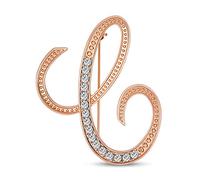Bling Jewelry Grande Dichiarazione ABC Pave Cristallo Corsivo Lettere Monogramma Alfabeto Iniziale C Sciarpa Spilla per Le Donne Placcato Oro Rosa
