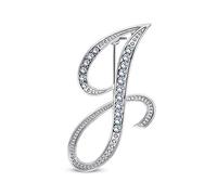 Grande Dichiarazione Abc Pave Cristallo Corsivo Lettere Monogramma Alfabeto Iniziale J Sciarpa Spilla Per Le Donne Placcato Argento