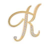 Grande Dichiarazione Abc Pave Cristallo Corsivo Lettere Monogramma Alfabeto Iniziale K Sciarpa Spilla Per Le Donne Placcato Oro Giallo