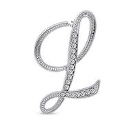 Grande Dichiarazione Abc Pave Cristallo Corsivo Lettere Monogramma Alfabeto Iniziale L Sciarpa Spilla Per Le Donne Placcato Argento