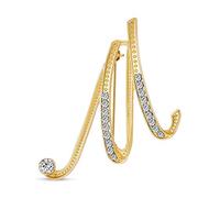 Bling Jewelry Grande Dichiarazione ABC Pave Cristallo Corsivo Lettere Monogramma Alfabeto Iniziale M Sciarpa Spilla per Le Donne Placcato Oro Giallo