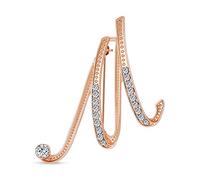 Bling Jewelry Grande Dichiarazione ABC Pave Cristallo Corsivo Lettere Monogramma Alfabeto Iniziale M Sciarpa Spilla per Le Donne Placcato Oro Rosa