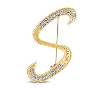 Grande Dichiarazione Abc Pave Cristallo Corsivo Lettere Monogramma Alfabeto Iniziale S Sciarpa Spilla Per Le Donne Placcato Oro Giallo
