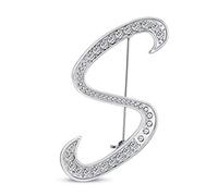 Grande Dichiarazione Abc Pave Cristallo Corsivo Lettere Monogramma Alfabeto Iniziale S Sciarpa Spilla Per Le Donne Placcato Argento