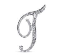 Grande Dichiarazione Abc Pave Cristallo Corsivo Lettere Monogramma Alfabeto Iniziale T Sciarpa Spilla Per Le Donne Placcato Argento