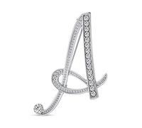 Grande Dichiarazione Abc Pave Crystal Cursive Script Monogram Letters Alphabet Initial A Scarf Lapel Pin Spilla Per Le Donne Placcate Argento