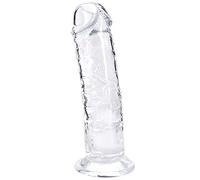Grande dildo femminile trasparente 25 * 5cm, materiale sicuro, pene realistico con vene, pene in materiale TPE con forte ventosa, gioco unisex a mani libere