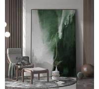 Grande dipinto astratto moderno di grandi dimensioni, arte astratta verde, decorazione per ufficio, cucina e bagno, incorniciato, pronto da appendere, 95x150 cm (38x59 pollici) con cornice nera.