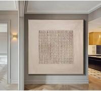 Grande dipinto minimalista beige, arte murale strutturata beige, dipinto neutro, arte murale Wabi Sabi, decorazione murale per la casa Boho beige, struttura 55x55 cm