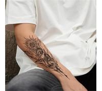 Grande e realistico tatuaggio sul braccio del dio del sole e dell'angelo, adesivi semipermanenti a base di erbe per uomo, tatuaggi finti
