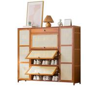 Grande e sottile scarpiera indipendente con 3 cassetti pieghevoli, portascarpe stretto con ante in rattan per ingresso, foyer, corridoio