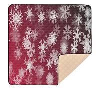 Grande ed elegante tappetino da gioco per bambini per interni ed esterni, impermeabile, tappetino per gattonare per neonati e bambini, 50 x 50 cm, rosso Natale nevicata Natale