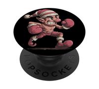 Grande elfo di Natale in lotta cerca per gli amanti dei guantoni da boxe PopSockets PopGrip Adesivo