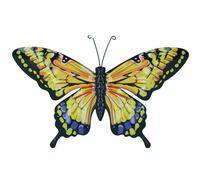 Grande farfalla gialla in metallo arte da parete giardino/casa ornamento 24 x...