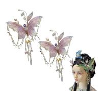 Grande fermaglio per capelli con ali di fata, elegante accessorio per capelli fantasy da donna, fermaglio per capelli con farfalla e ali 3D rimovibili, adatto per feste, matrimoni e servizi