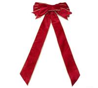 Grande fiocco in velluto, ciondolo retrò inglese con bordo a filo metallico un accento rosso per porta o albero mantiene la forma di fiocco natalizio per casa ed eventi (bordeaux)