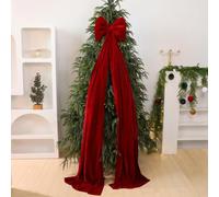 Grande fiocco in velluto felpato, per alberi di Natale e decorazioni natalizie, dotato di un cordino per appendere comodamente gli alberi (rosso vinaccio)