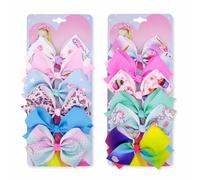 Grande fiocco per capelli 3D oversize - Set di accessori per capelli colorati per ragazze con clip a coccodrillo in metallo, con unicorno, arcobaleno, cupcake, sirena, stella, cuore, ombre disegni per