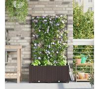 Grande fioriera da giardino con griglia in plastica resistente alle intemperie, 80 x 40 x 143 cm, effetto rattan, per interni ed esterni, resistente ai raggi UV e impermeabile con telaio in metallo